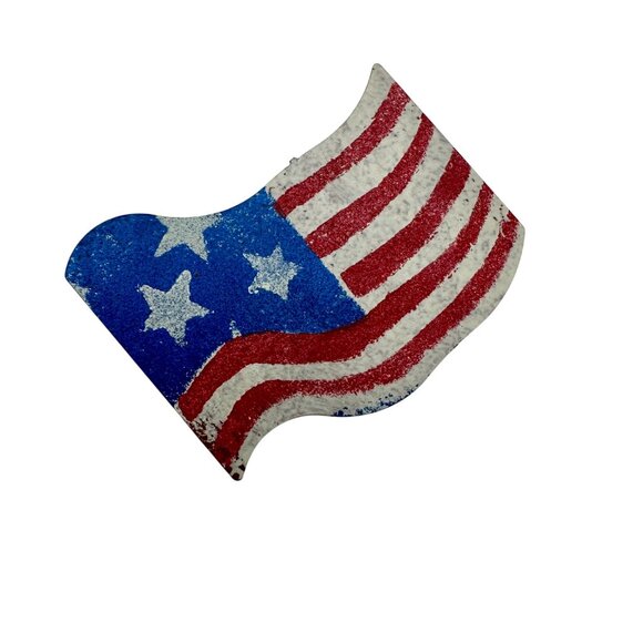 Flag Pin Brooch Handmade USA Patriotic Waving Metal Painted - Picture 2 of 6